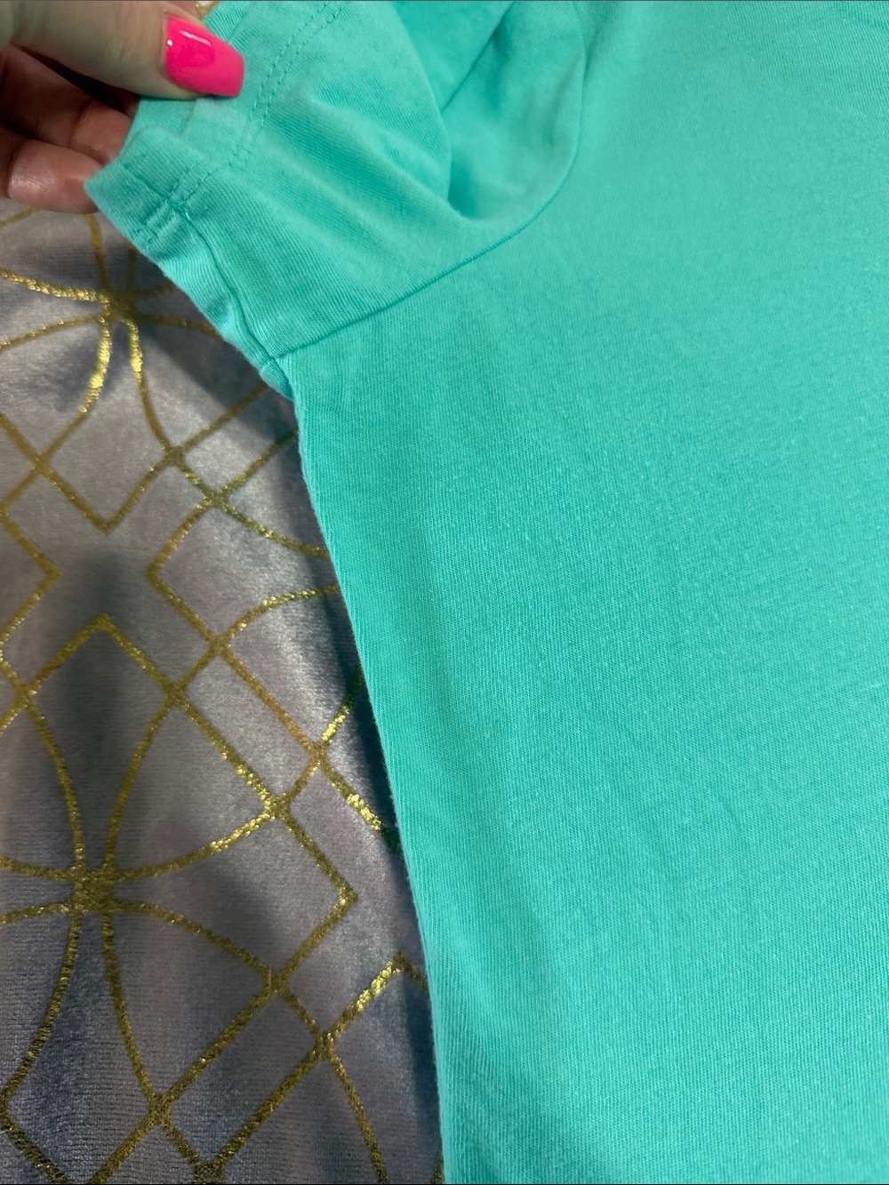 Women's V-Neck Short Sleeve Top - Teal - Picture 4 of 7